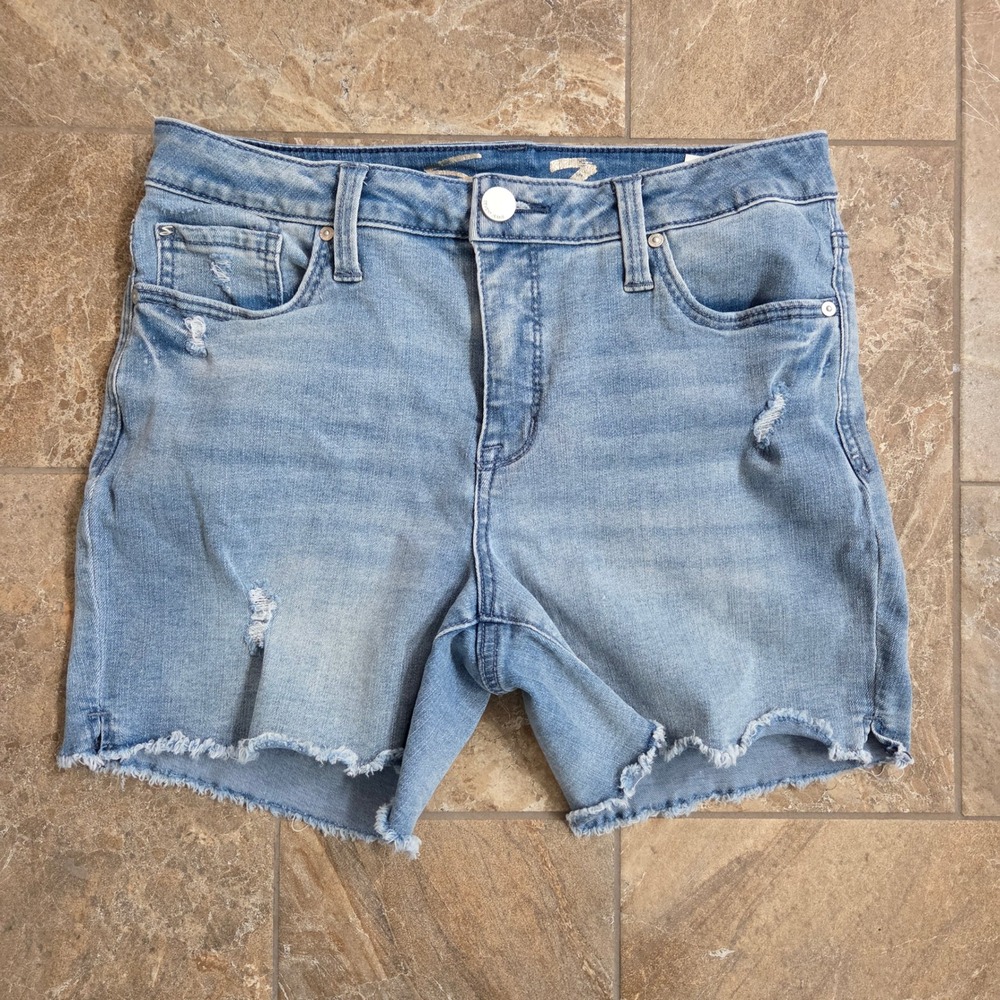 Seven7 Jeans Women's Denim Shorts Light Wash Distressed Frayed Hem Size‎ 10